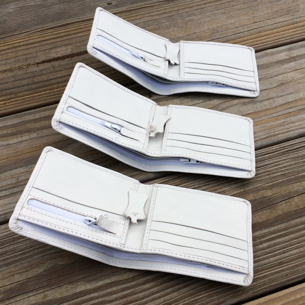White Wallet Men CardHolder Bifold Genuine Leather - Picture 1 of 8